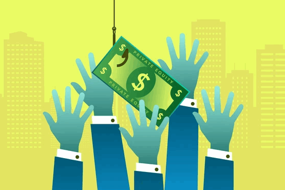 illustration of hands wearing suits grabbing dollar bills that say 