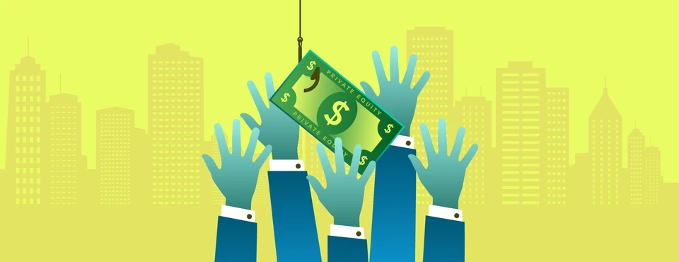 illustration of hands wearing suits grabbing dollar bills that say 