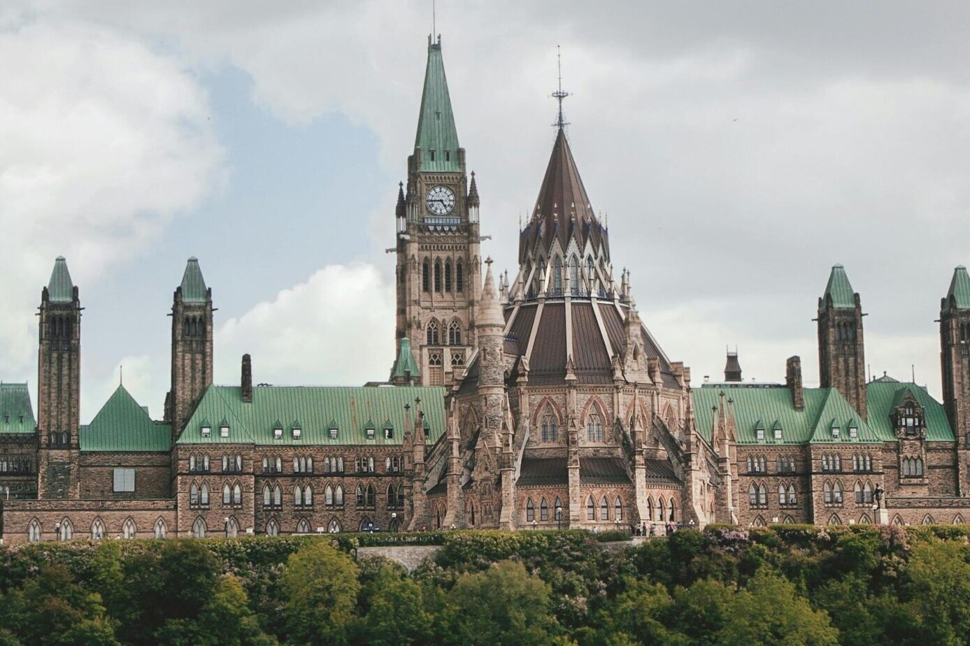 Parliament Hill in Ottawa from the river