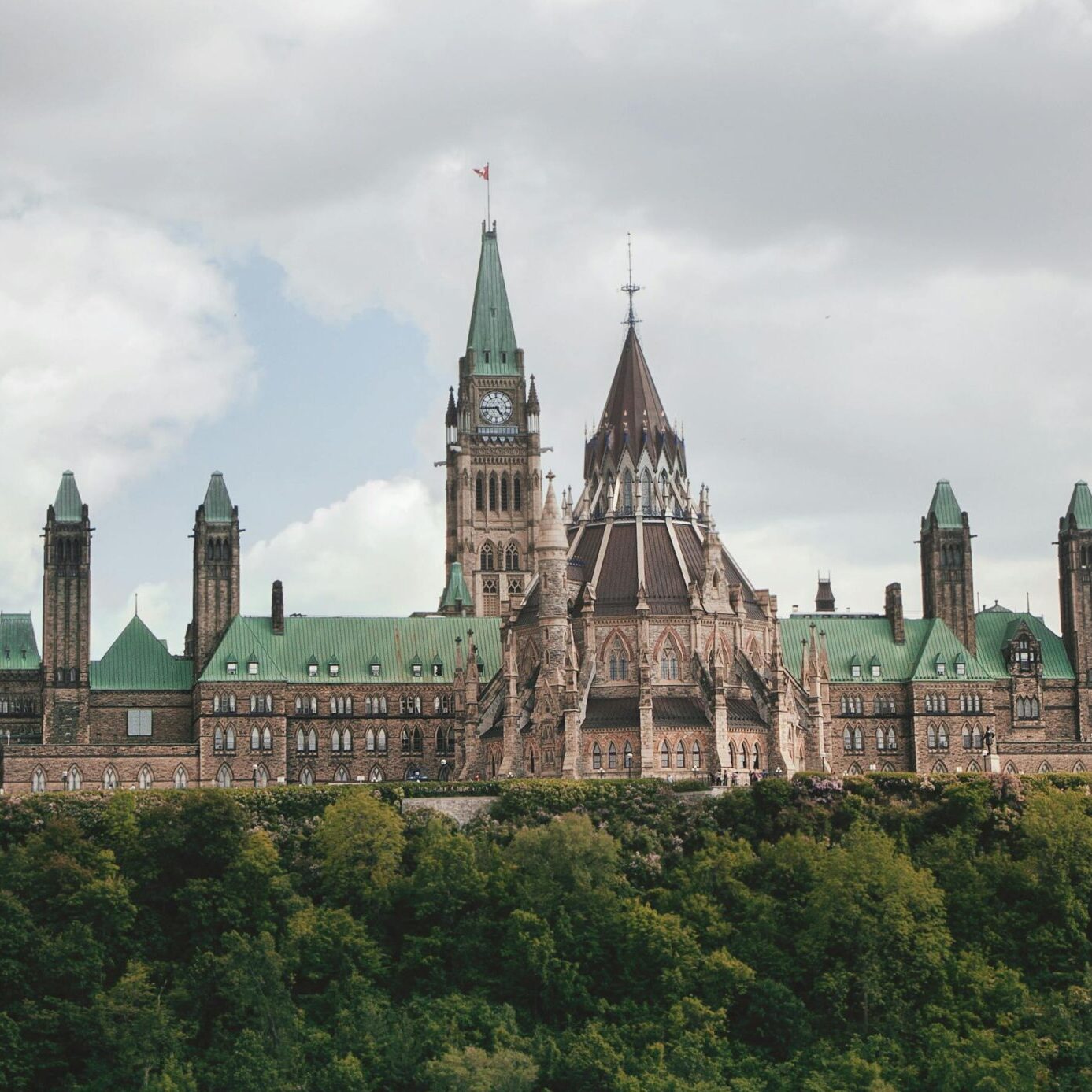Parliament Hill in Ottawa from the river