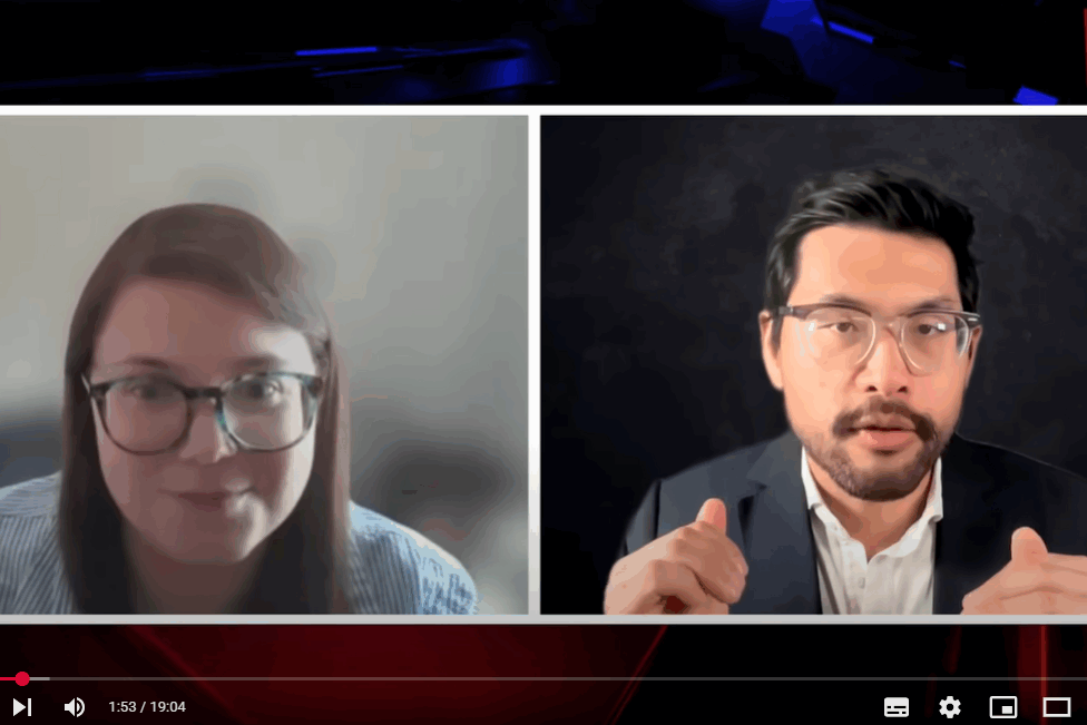 Screenshot of Rachel Wasserman and James Li in conversation