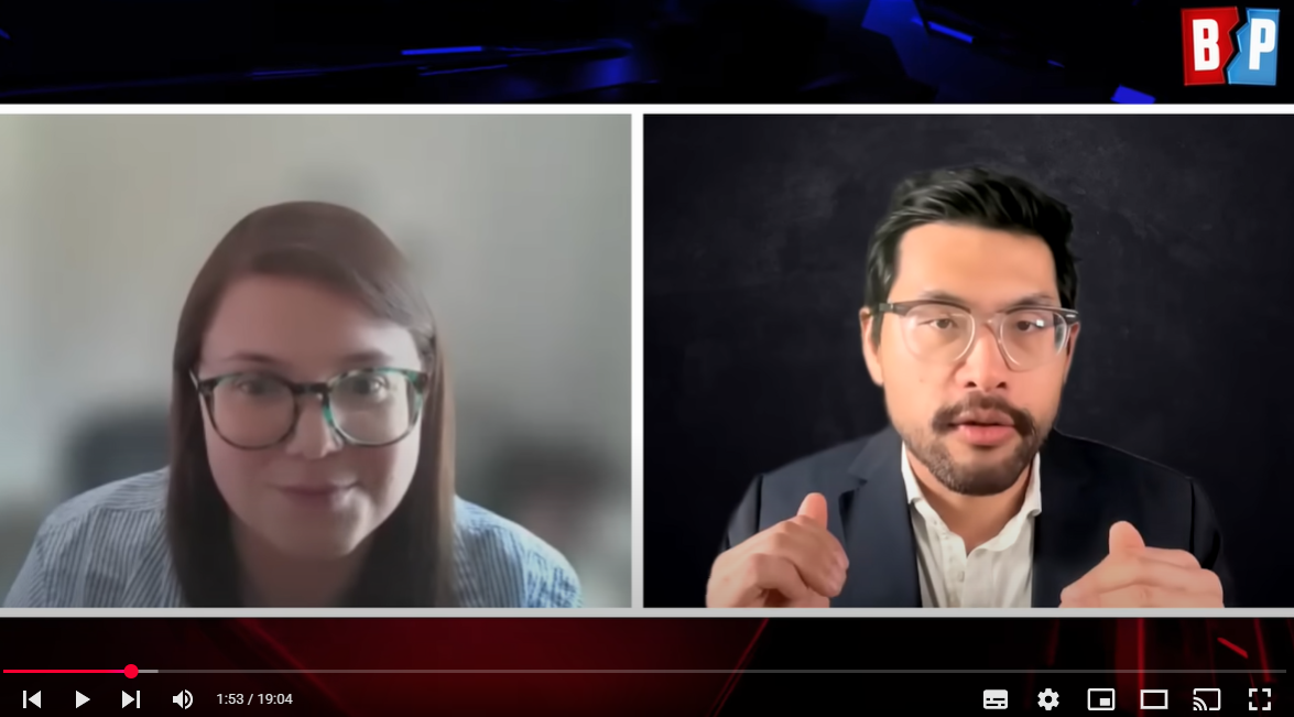 Screenshot of Rachel Wasserman and James Li in conversation
