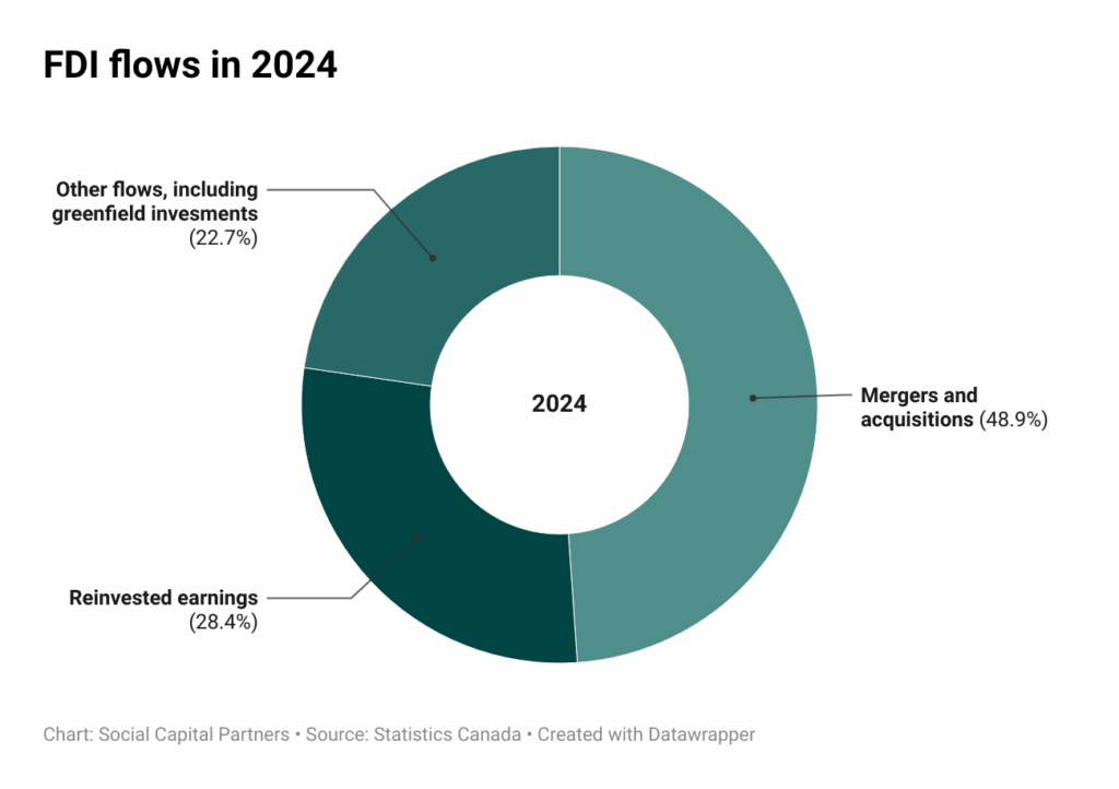 Donut graph showing different types of FDI flows in 2024